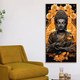 Spiritual Buddha Statue with Flowers Floral Art Canvas Wall Painting - Decor Smart