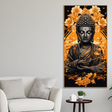 Spiritual Buddha Statue with Flowers Floral Art Canvas Wall Painting - Decor Smart