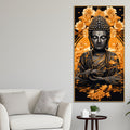 Spiritual Buddha Statue with Flowers Floral Art Canvas Wall Painting