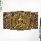Spiritual God Buddha Wall Painting Set of Five Pieces