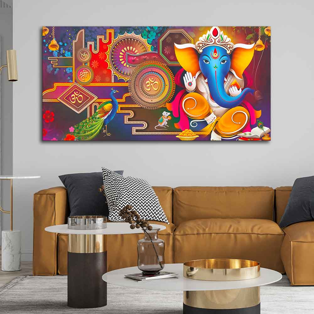 Spiritual God Ganesha Canvas Wall Painting - Decor Smart