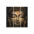Spiritual Lord Buddha 3 Pieces Canvas Wall Painting