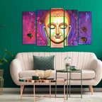 Spiritual Lord Buddha Meditating Wall Painting Set of Five