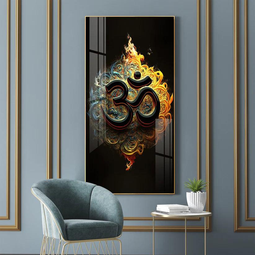 Spiritual OM Premium Acrylic Floating Vertical Wall Painting - Decor Smart
