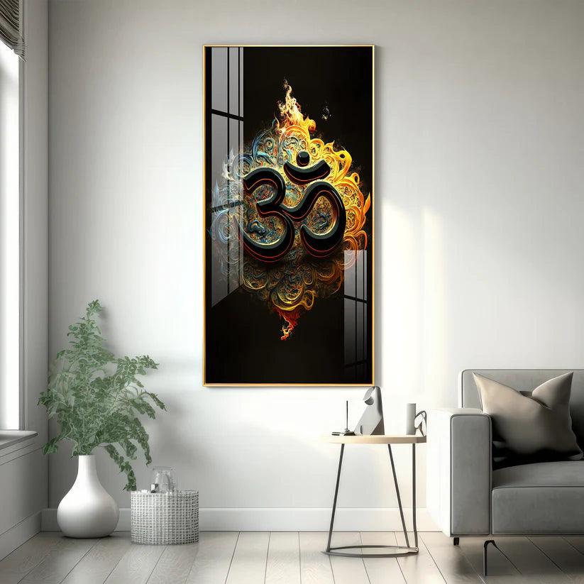 Spiritual OM Premium Acrylic Floating Vertical Wall Painting - Decor Smart