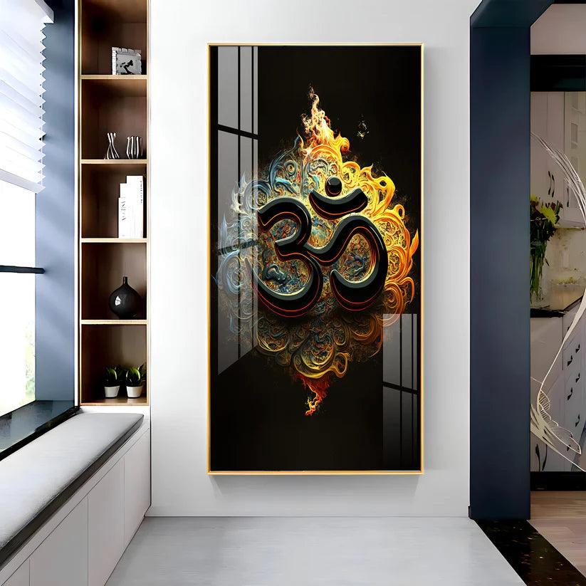 Spiritual OM Premium Acrylic Floating Vertical Wall Painting - Decor Smart