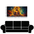 Spiritual Peaceful Gautam Buddha Textured Art Wooden Wall Painting