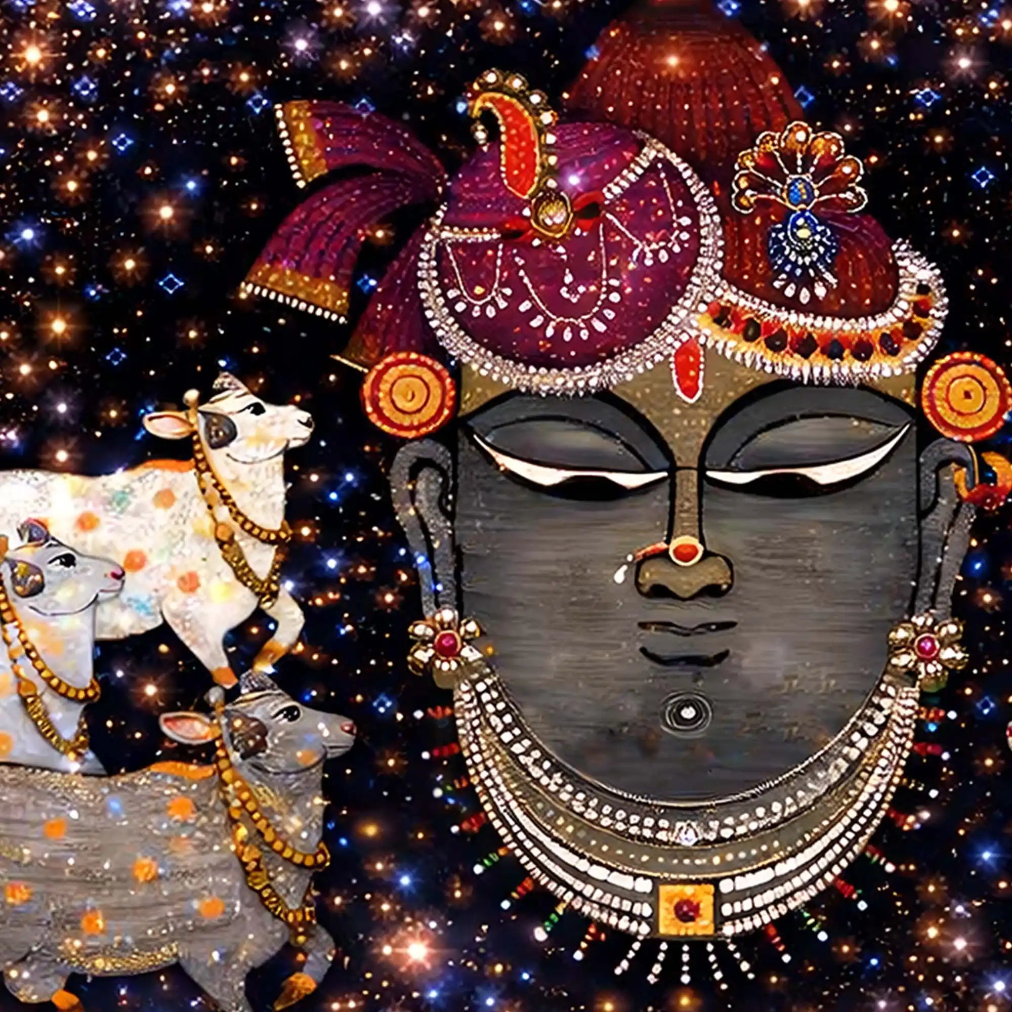 Spiritual Shrinath Ji Crystal Glass Wall Painting