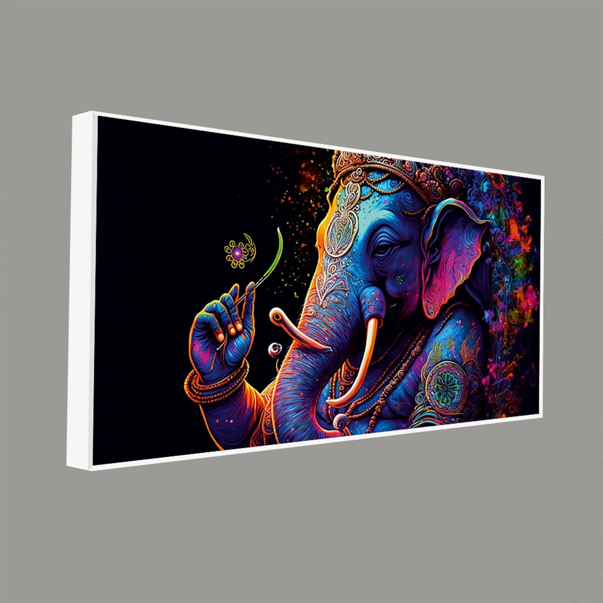 Spiritual Statue of Lord Ganesha Canvas Wall Painting - Decor Smart