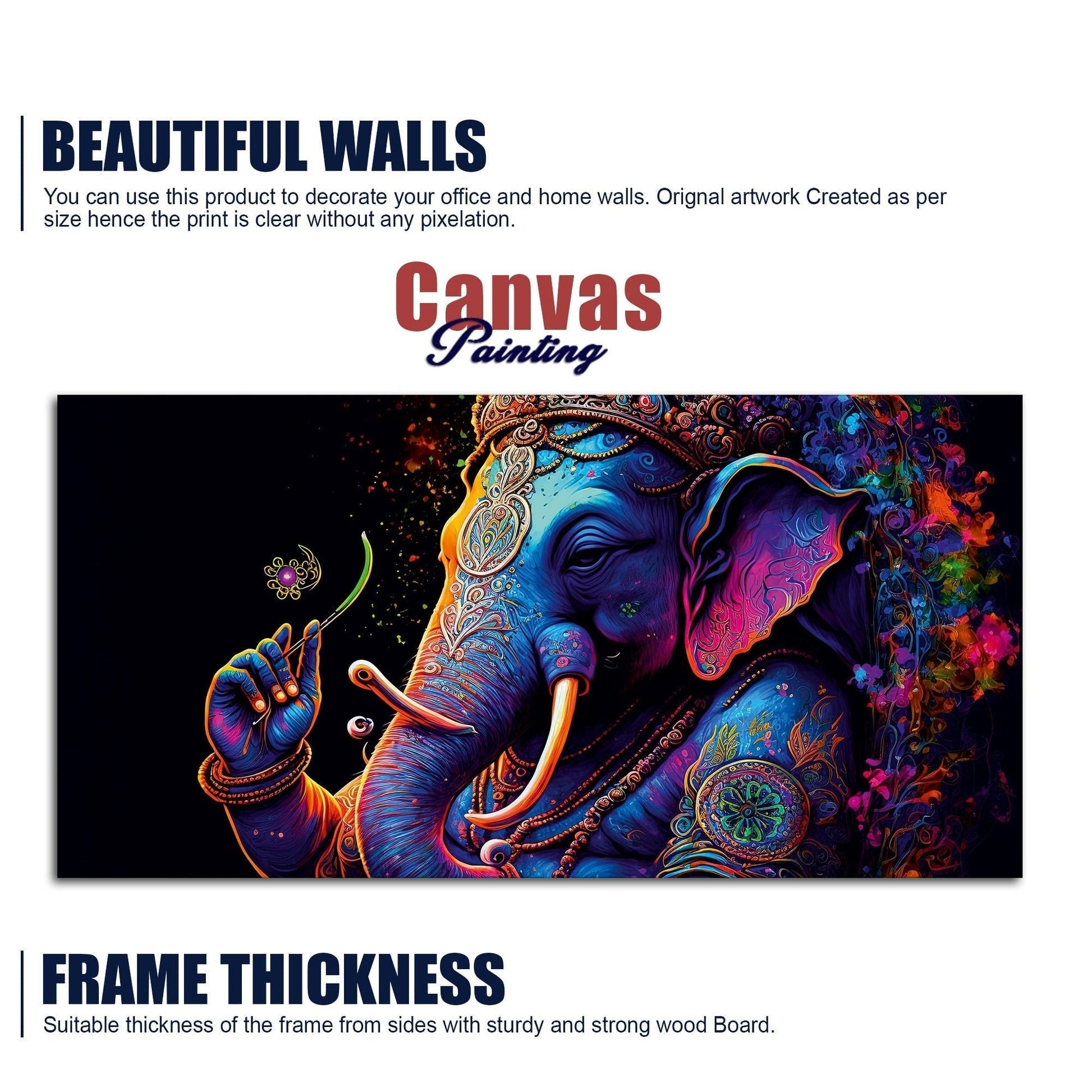 Spiritual Statue of Lord Ganesha Canvas Wall Painting - Decor Smart