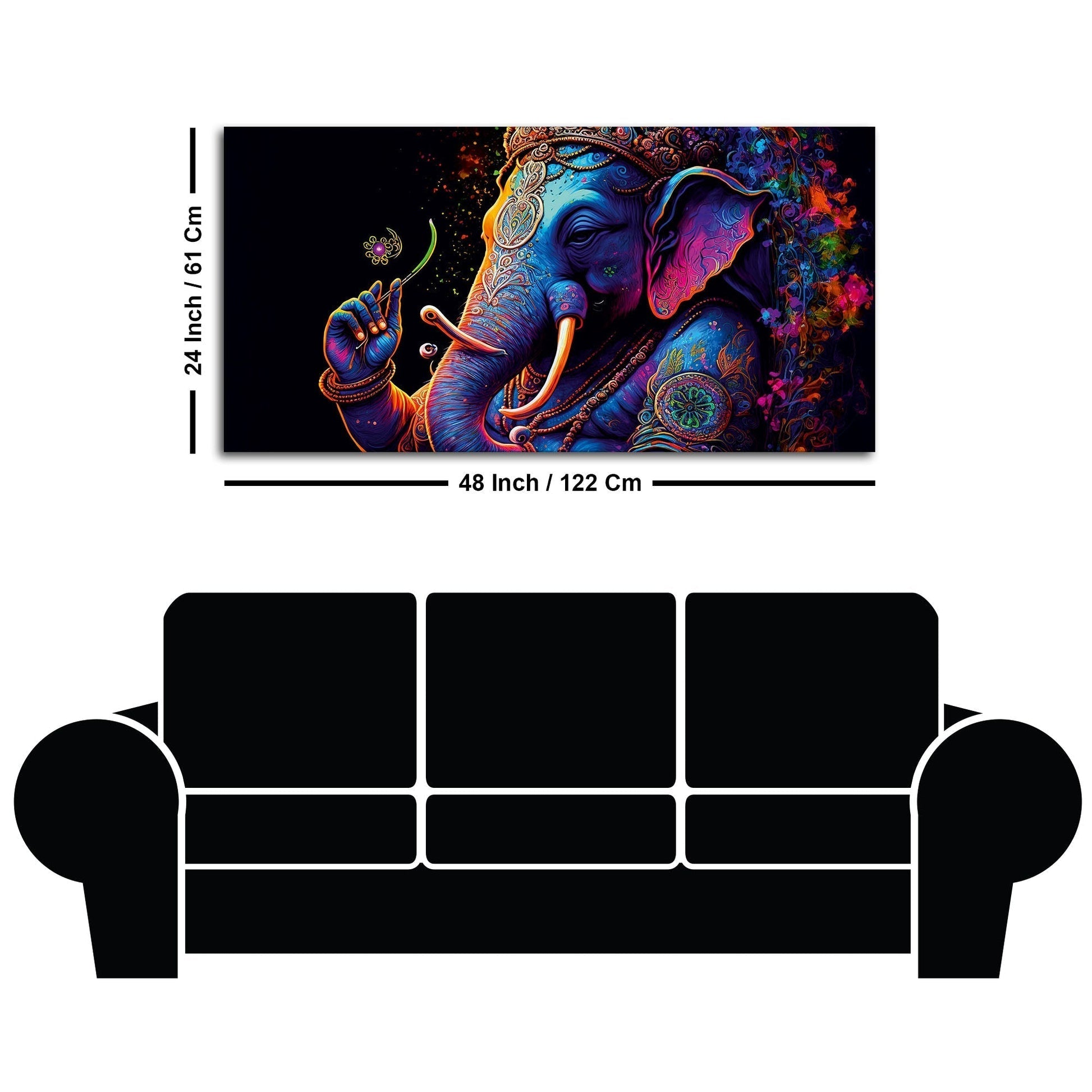 Spiritual Statue of Lord Ganesha Canvas Wall Painting - Decor Smart