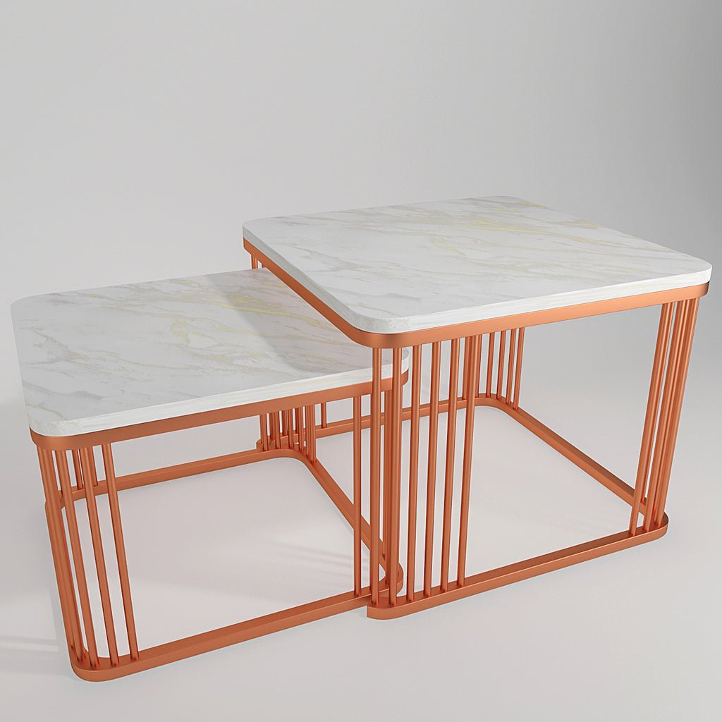 Square Copper Tethered Nesting Table Set of 2 - Decor Smart