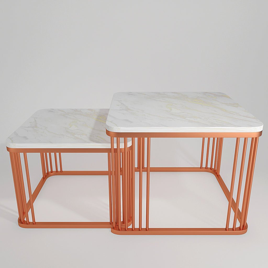Square Copper Tethered Nesting Table Set of 2 - Decor Smart