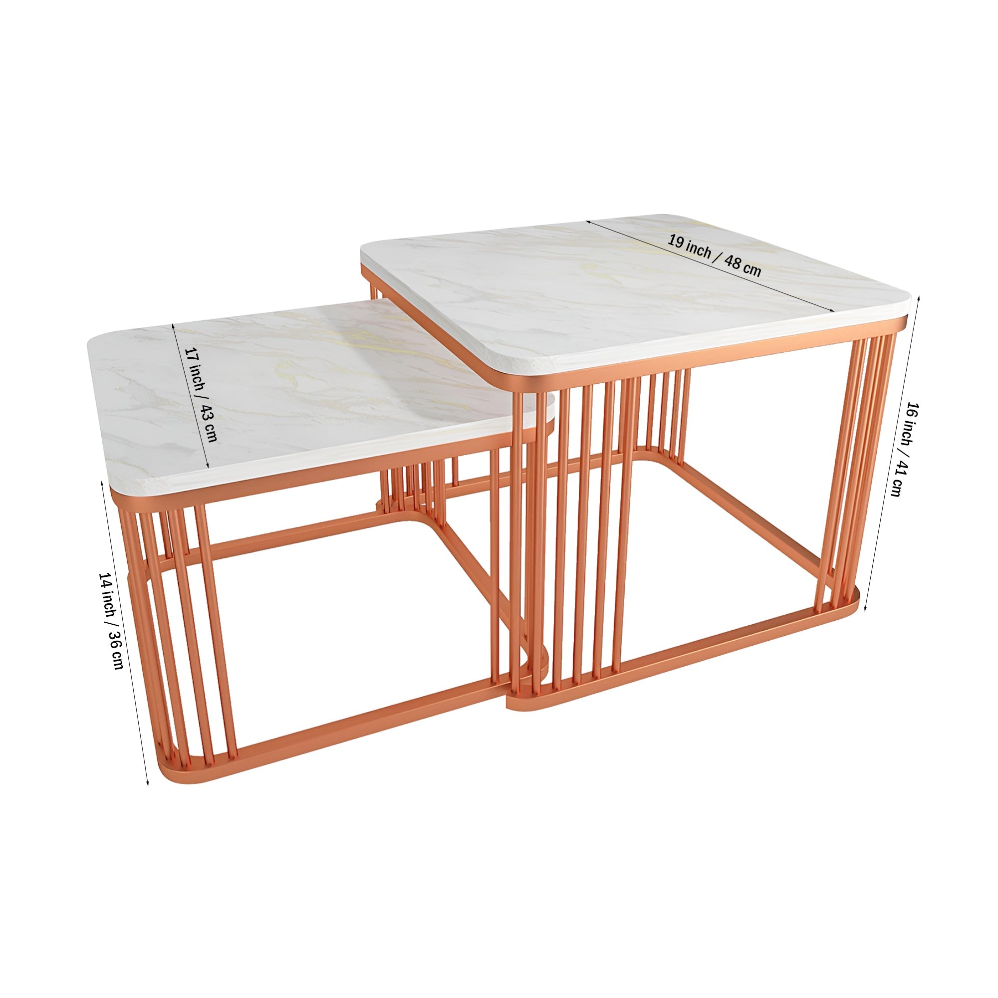 Square Copper Tethered Nesting Table Set of 2 - Decor Smart
