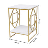Square Geometric Rhombus Frame End Side Table with Golden Metal Finish - Decor Smart
