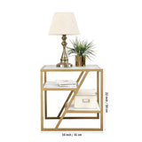 Square Shape Stylish Artistic Side Table with Golden Metal Finish - Decor Smart