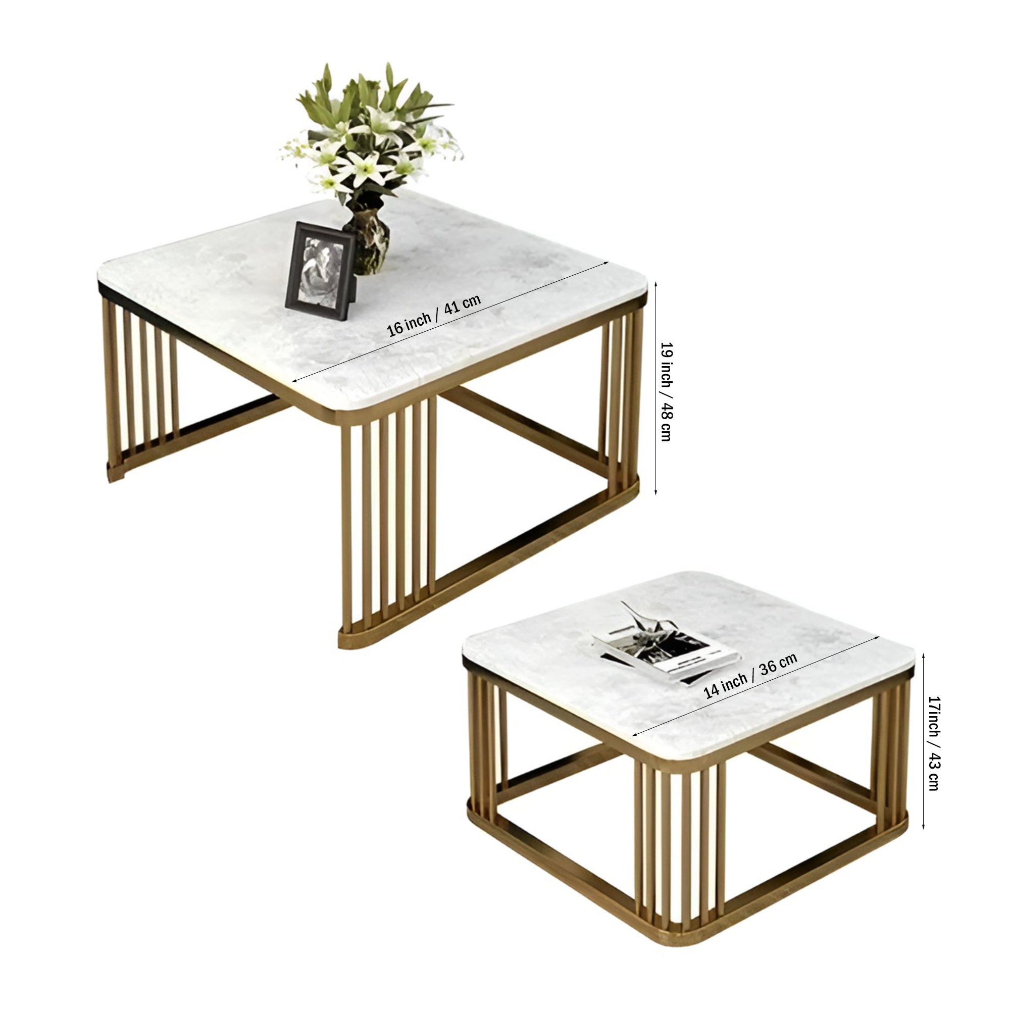 Square Tethered Metallic Table Set of 2 - Decor Smart