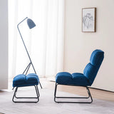 Square Tufted Design Blue Velvet Chair with Footrest - Decor Smart