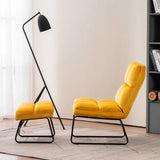 Square Tufted Style Yellow Velvet Chair with Footrest - Decor Smart