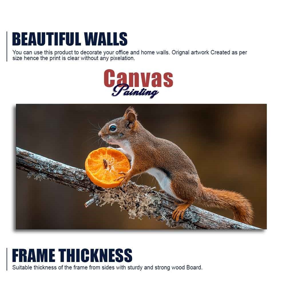 Squirrel on Tree Branch – Premium Canvas Wall Painting - Decor Smart