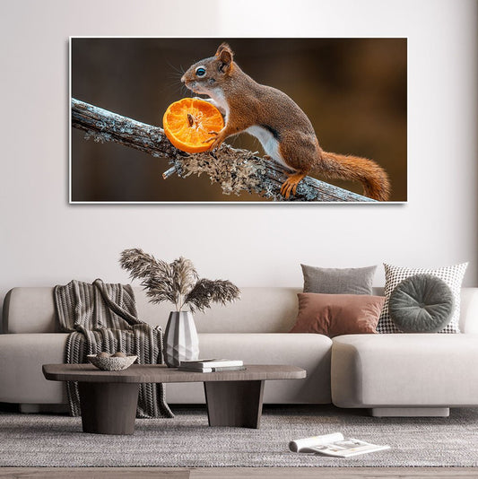 Squirrel on Tree Branch – Premium Canvas Wall Painting - Decor Smart