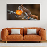 Squirrel on Tree Branch – Premium Canvas Wall Painting - Decor Smart