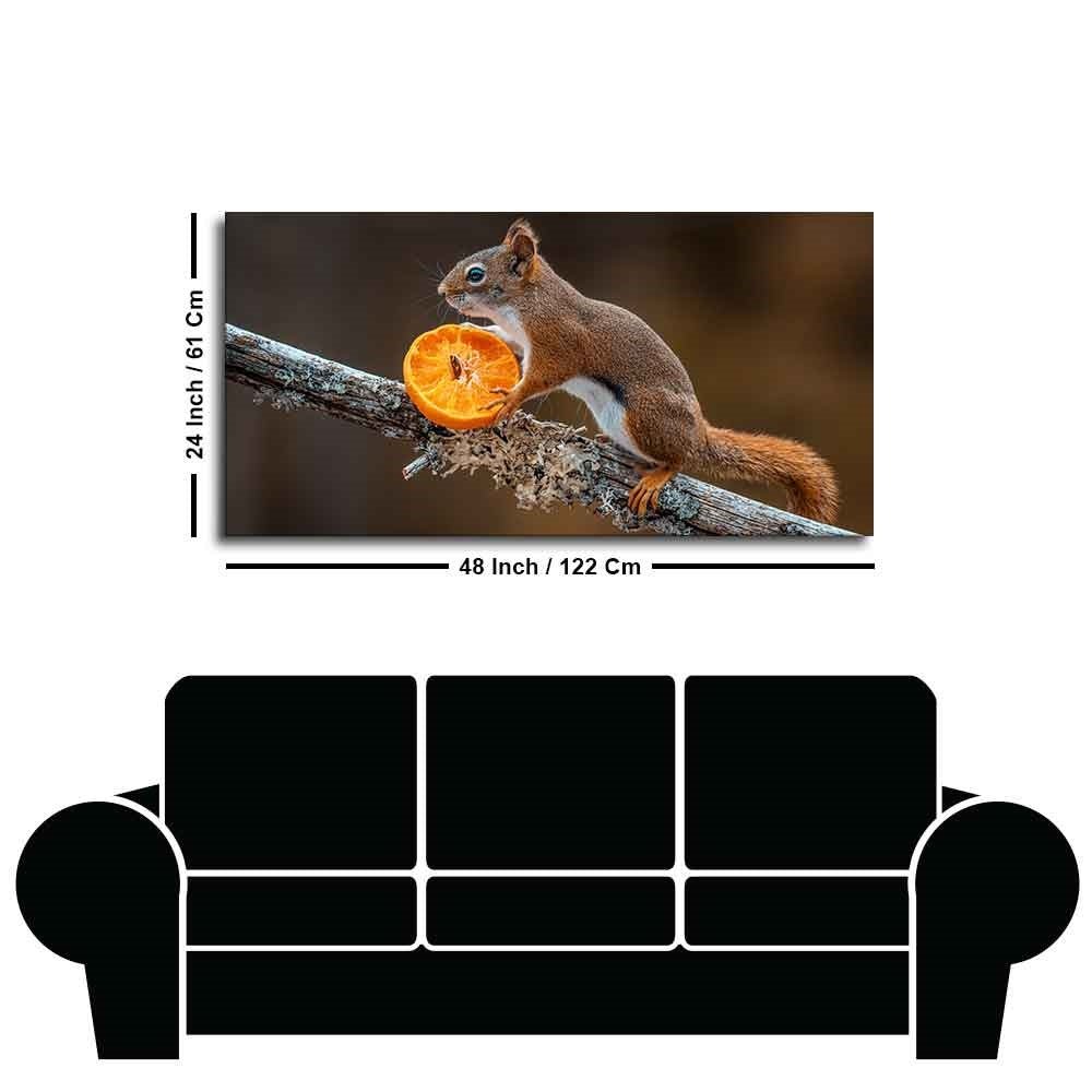 Squirrel on Tree Branch – Premium Canvas Wall Painting - Decor Smart