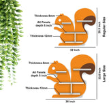 Squirrel Shape Wooden Wall Shelf LED Light Wall Shelf for Kids - Decor Smart