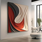 Statement 3D Wall Hanging with Red and Cream Wave Motif