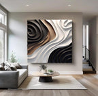 Statement Modern Wall Decor in Black White and Brown