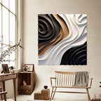 Statement Modern Wall Decor in Black White and Brown