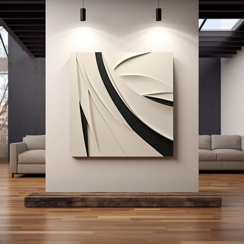 Statement Wall Art Panel with Neutral and Monochrome Texture