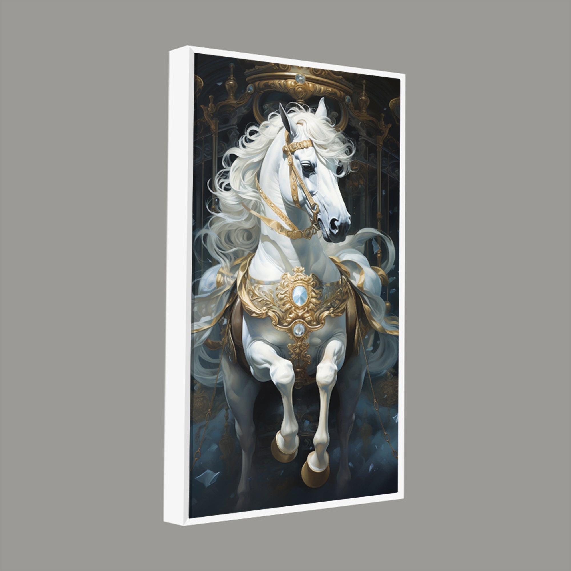 Stunning White Horse Premium Art Canvas Wall Painting - Decor Smart