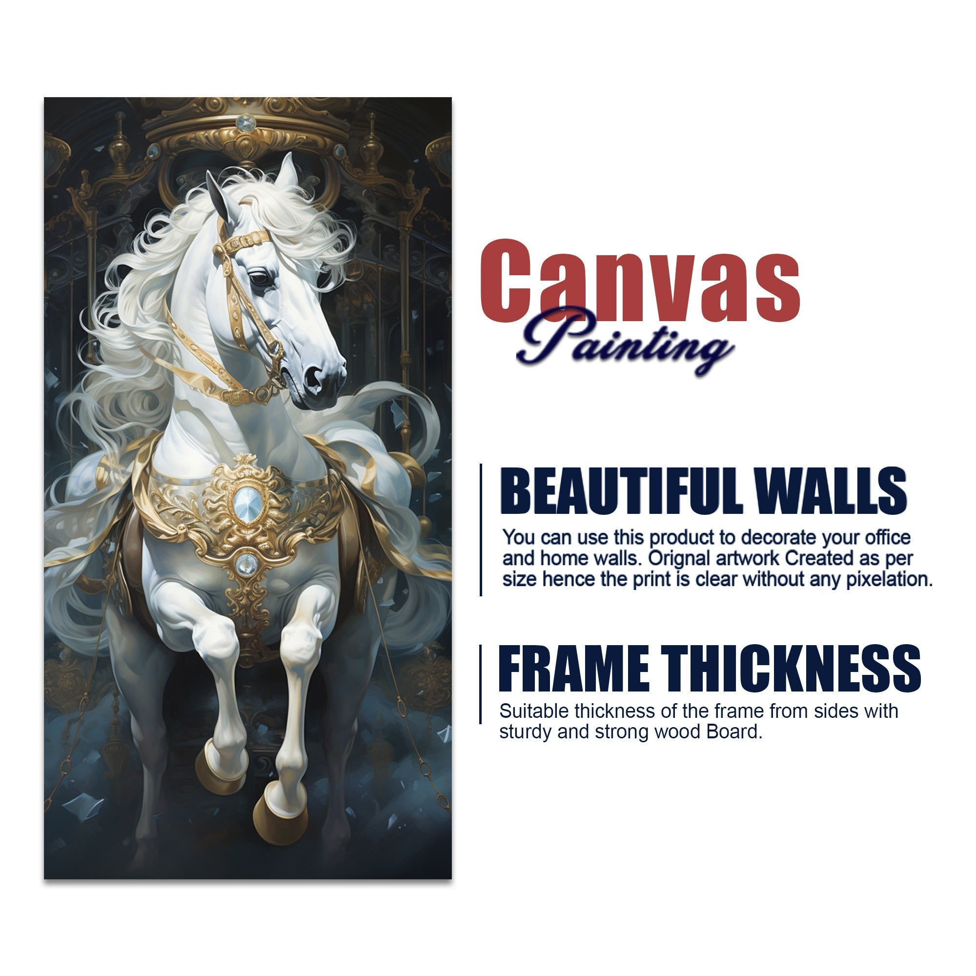 Stunning White Horse Premium Art Canvas Wall Painting - Decor Smart