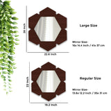 Stylish Brown Hexagon Shape Wooden Wall Mirror - Decor Smart