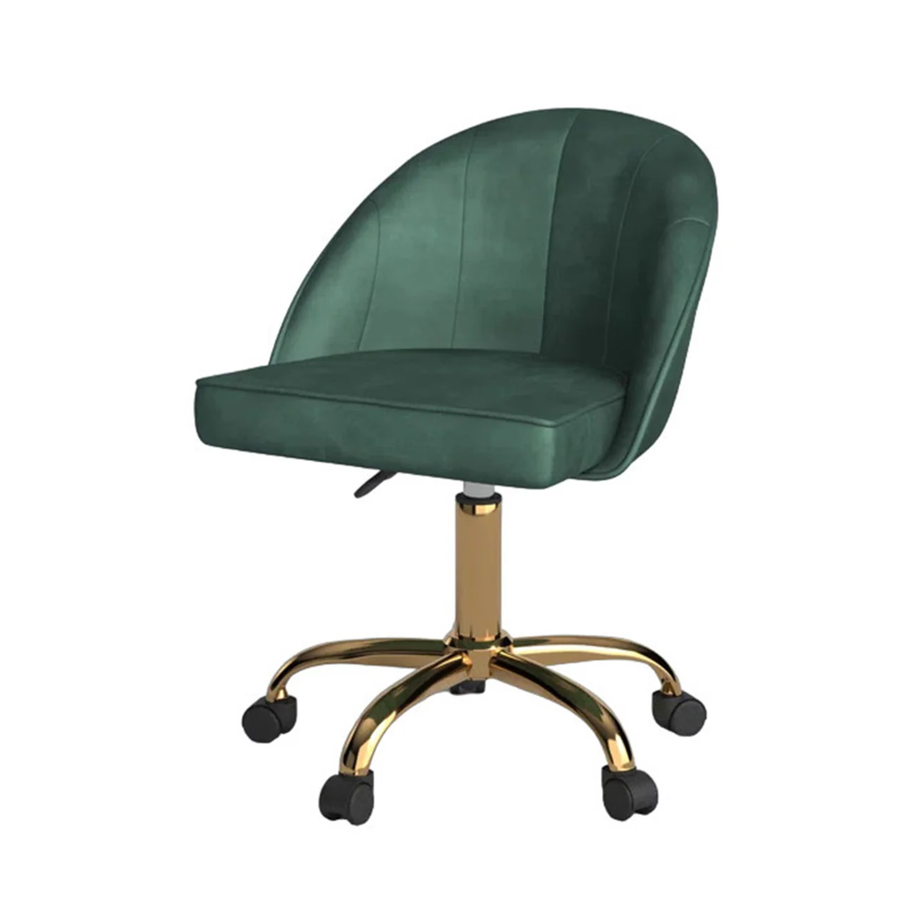 Stylish Green Accent Chair with Golden Touch