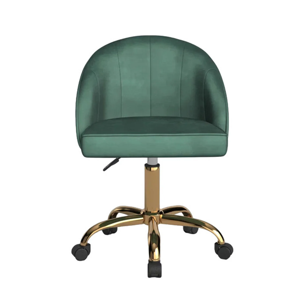 Stylish Green Accent Chair with Golden Touch