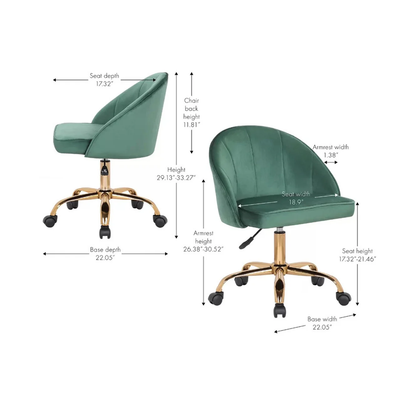 Stylish Green Accent Chair with Golden Touch