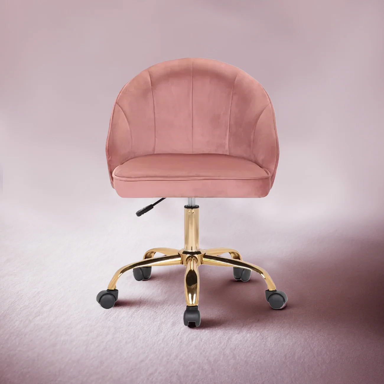 Stylish Pink Accent Chair with Golden Touch