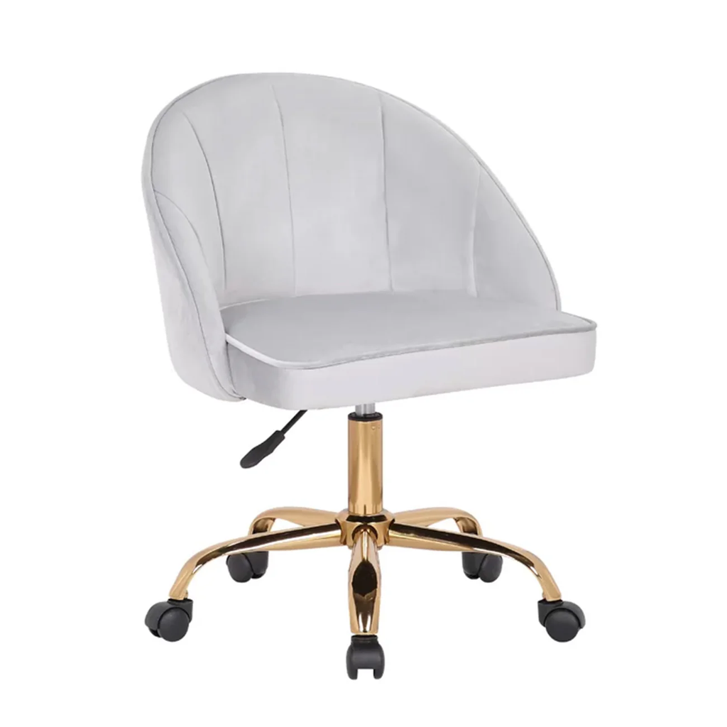 Stylish White Accent Chair with Golden Touch