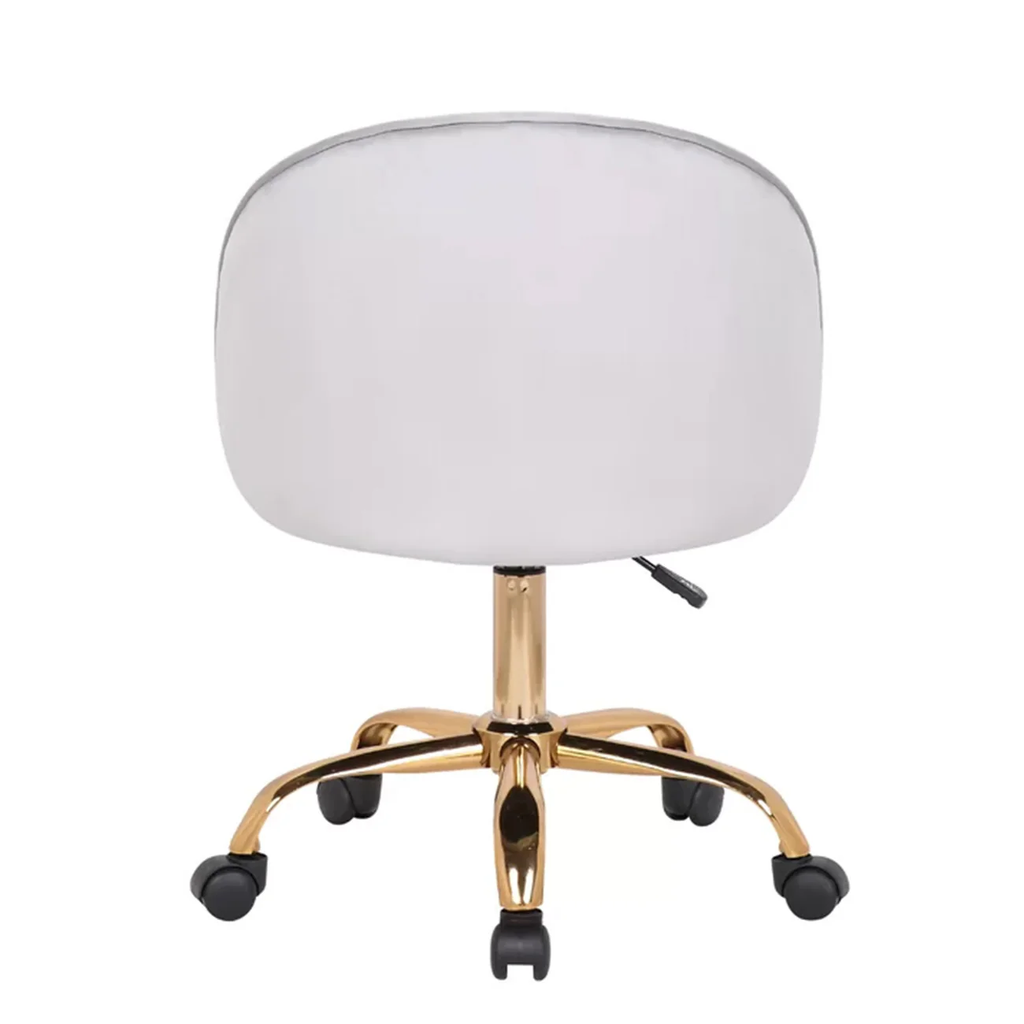 Stylish White Accent Chair with Golden Touch
