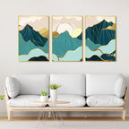 Sunrise Abstract Floating Canvas Wall Painting Set of Three