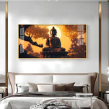 Sunset Fall Meditating Buddha Premium Acrylic Floating Wall Painting - Decor Smart