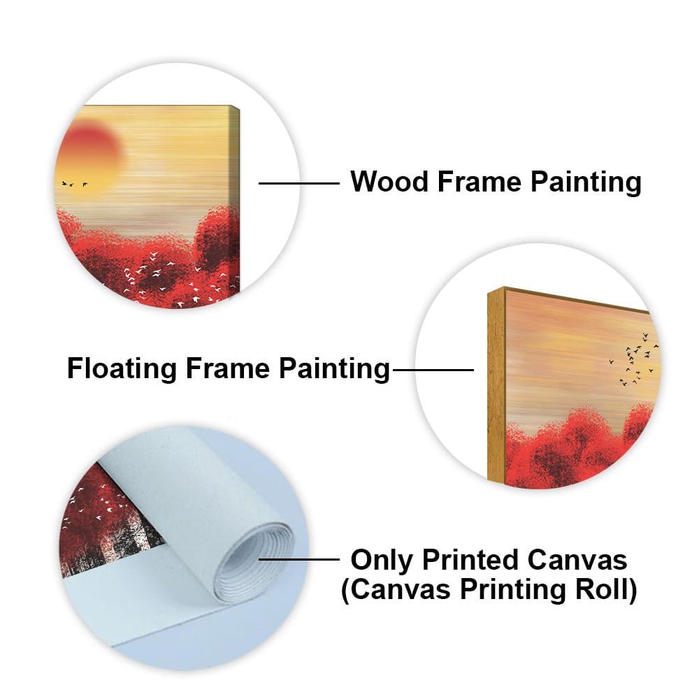 Sunset With Red Tree Premium Canvas Wall Painting - Decor Smart