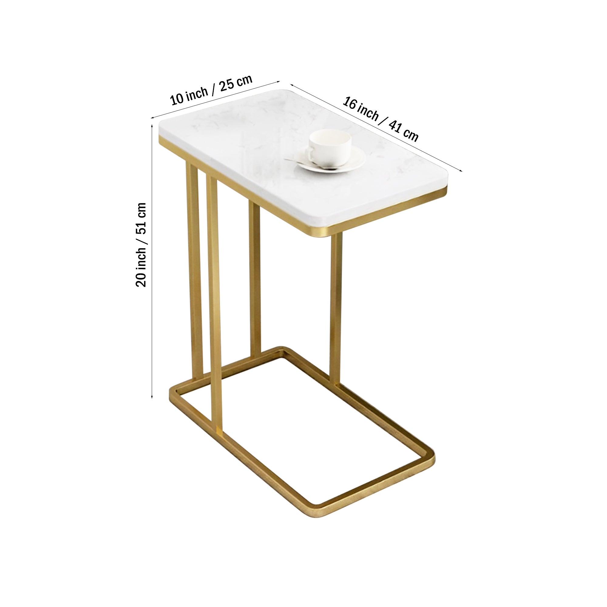 Suspended Styler Golden Metallic Side Coffee Table - Decor Smart
