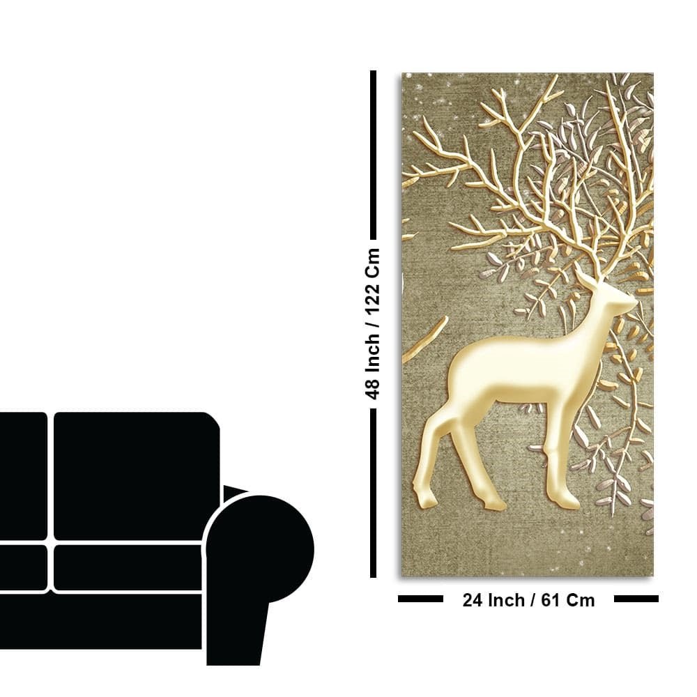 Swamp Deer in Forest Premium Canvas Wall Painting - Decor Smart
