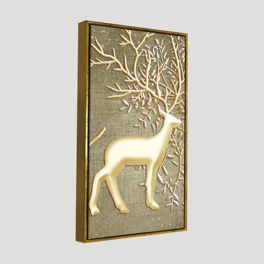 Swamp Deer in Forest Premium Canvas Wall Painting - Decor Smart