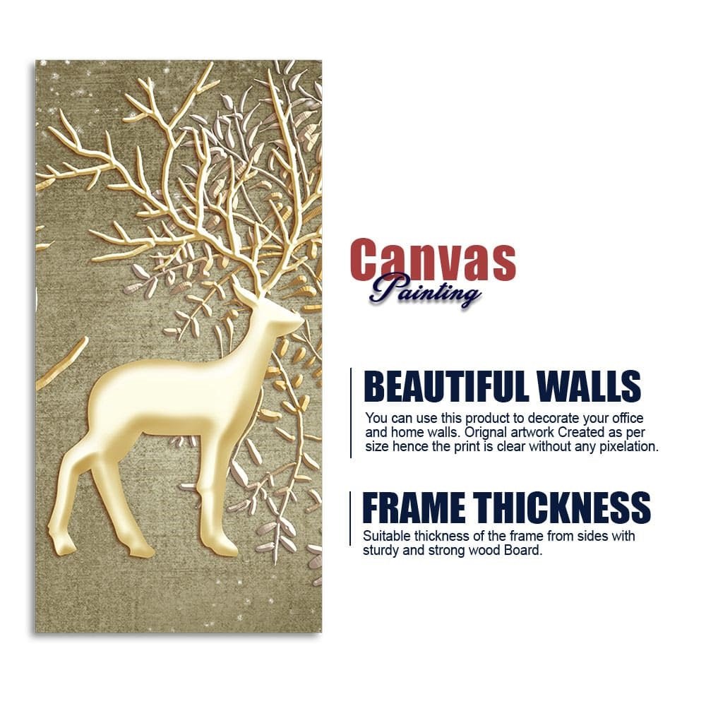 Swamp Deer in Forest Premium Canvas Wall Painting - Decor Smart
