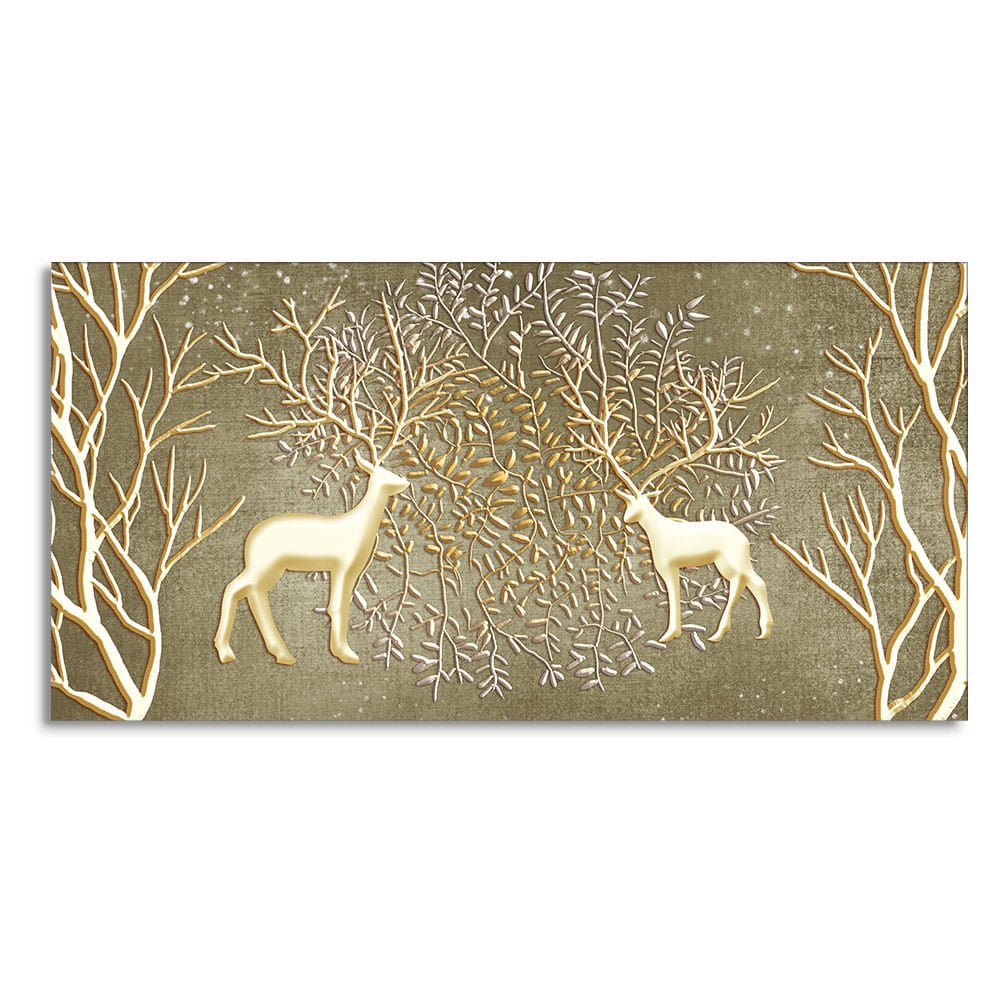 Swamp Deers in Forest Premium Canvas Wall Painting - Decor Smart