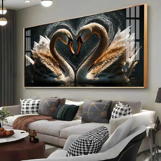 Swan On The Lake Premium Acrylic Floating Wall Painting - Decor Smart